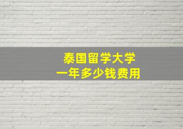 泰国留学大学一年多少钱费用