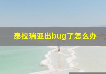 泰拉瑞亚出bug了怎么办