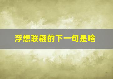 浮想联翩的下一句是啥