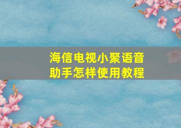 海信电视小聚语音助手怎样使用教程