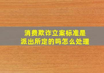 消费欺诈立案标准是派出所定的吗怎么处理