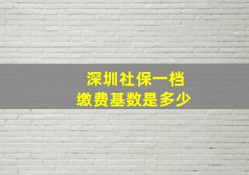 深圳社保一档缴费基数是多少