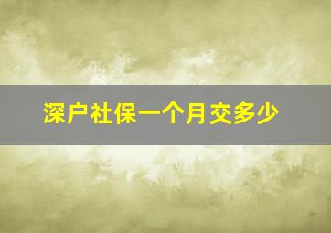 深户社保一个月交多少