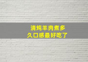 清炖羊肉煮多久口感最好吃了