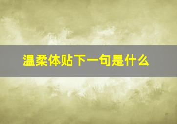 温柔体贴下一句是什么