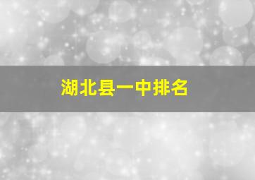 湖北县一中排名