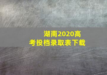 湖南2020高考投档录取表下载