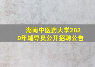 湖南中医药大学2020年辅导员公开招聘公告