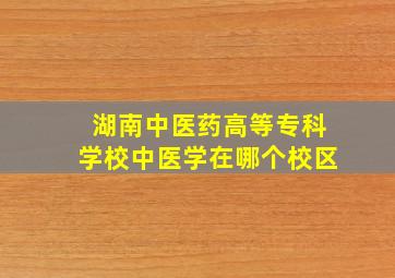 湖南中医药高等专科学校中医学在哪个校区