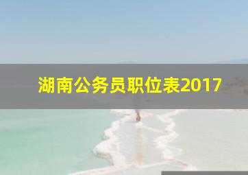 湖南公务员职位表2017