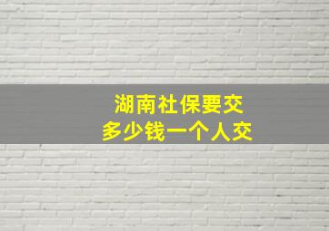 湖南社保要交多少钱一个人交