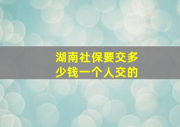 湖南社保要交多少钱一个人交的