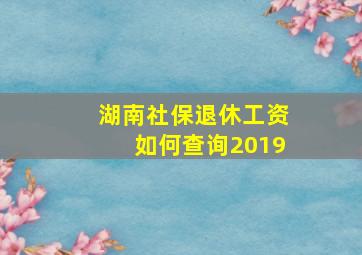 湖南社保退休工资如何查询2019