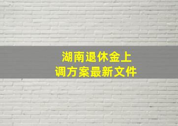 湖南退休金上调方案最新文件