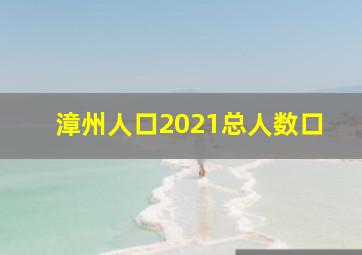 漳州人口2021总人数口