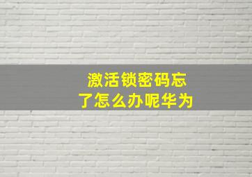 激活锁密码忘了怎么办呢华为