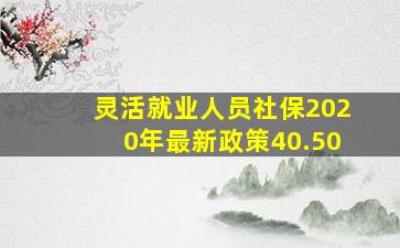 灵活就业人员社保2020年最新政策40.50