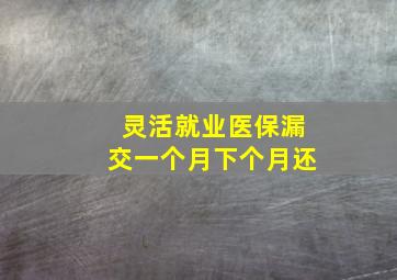 灵活就业医保漏交一个月下个月还