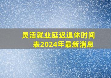 灵活就业延迟退休时间表2024年最新消息