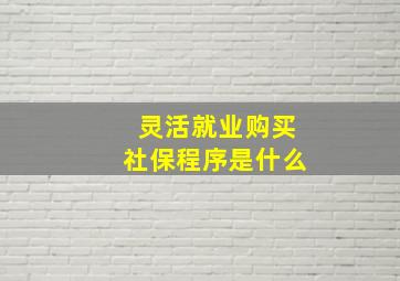 灵活就业购买社保程序是什么