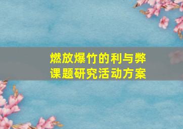 燃放爆竹的利与弊课题研究活动方案