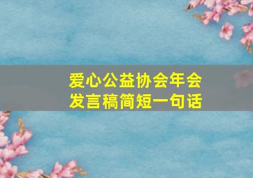 爱心公益协会年会发言稿简短一句话