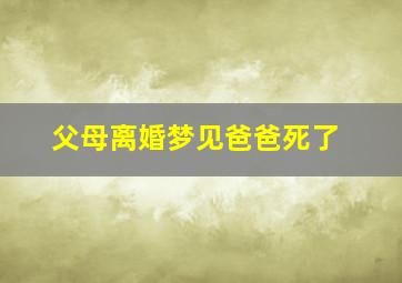 父母离婚梦见爸爸死了