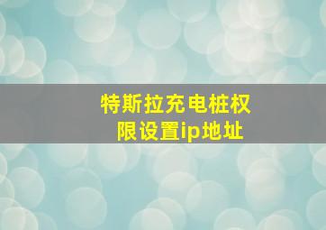 特斯拉充电桩权限设置ip地址