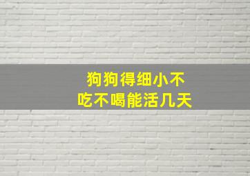 狗狗得细小不吃不喝能活几天