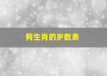 狗生肖的岁数表