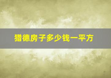 猎德房子多少钱一平方