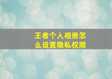 王者个人相册怎么设置隐私权限