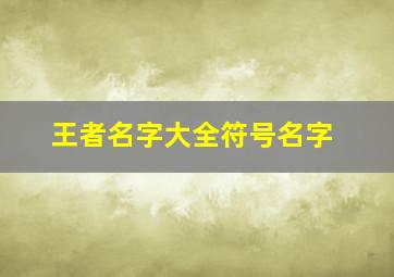 王者名字大全符号名字