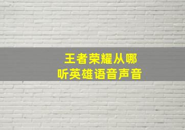 王者荣耀从哪听英雄语音声音