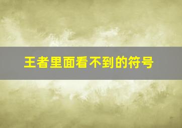 王者里面看不到的符号