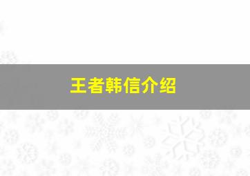 王者韩信介绍