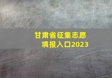 甘肃省征集志愿填报入口2023