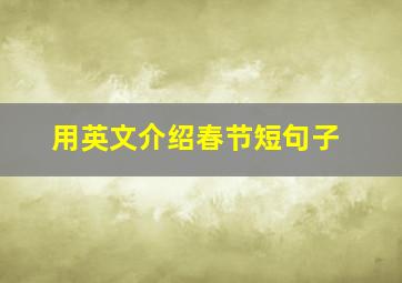 用英文介绍春节短句子