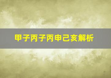 甲子丙子丙申己亥解析