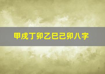 甲戌丁卯乙巳己卯八字