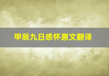 甲辰九日感怀原文翻译