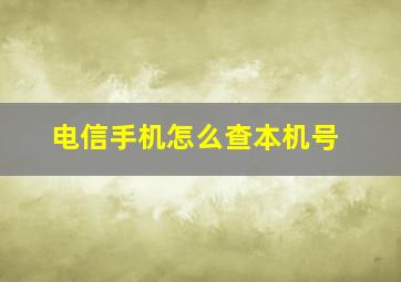 电信手机怎么查本机号