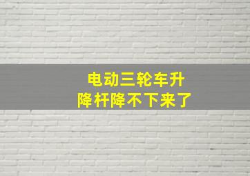 电动三轮车升降杆降不下来了