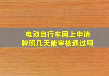 电动自行车网上申请牌照几天能审核通过啊