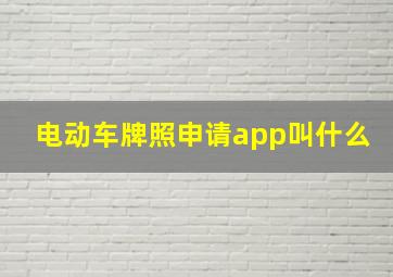 电动车牌照申请app叫什么