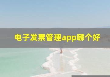 电子发票管理app哪个好