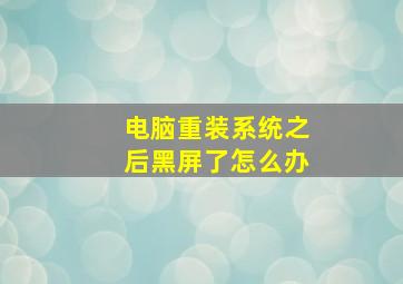 电脑重装系统之后黑屏了怎么办