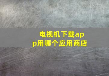 电视机下载app用哪个应用商店