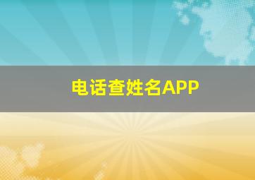 电话查姓名APP