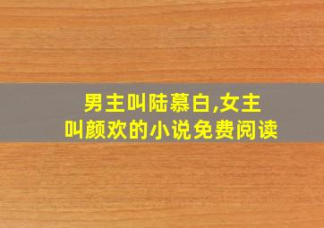 男主叫陆慕白,女主叫颜欢的小说免费阅读